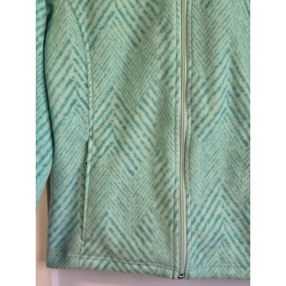 🆕️ NWOT Columbia Womens Mint Green Chevron Full Zip Fleece Jacket XG6004 Size L - Picture 2 of 14